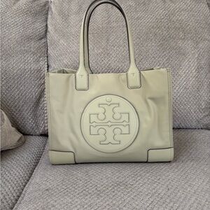 Tory Burch Cream Tote with Black Handles